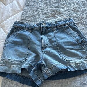 Old Navy Light Blue Denim High-Rise Patch Pocket Shorts